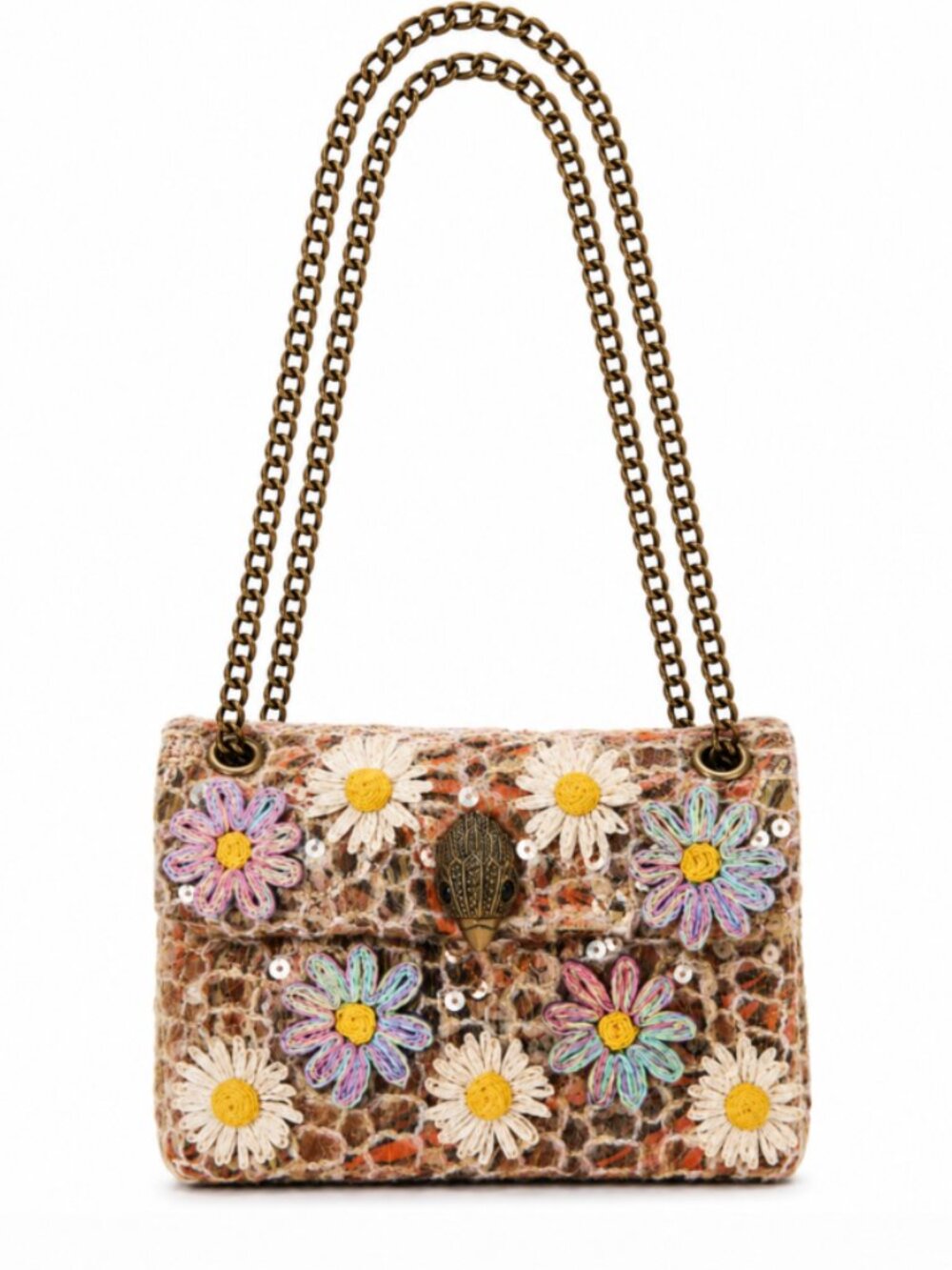 Kurt Geiger Mini Kensington Butterfly Raffia Floral Sequin Crossbody Bag NWT